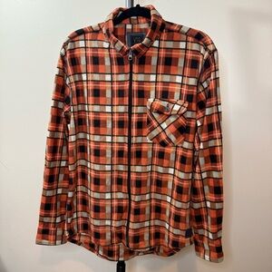 Men's Casual Plaid Button Down Shirt - Orange and Black